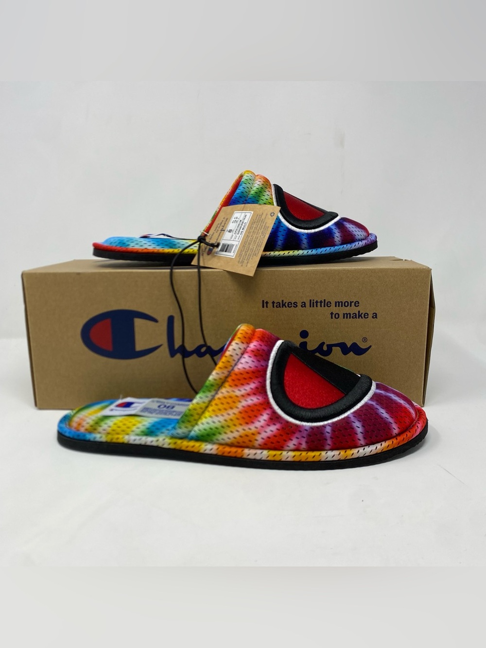 Champion Sleepover Sport Tie Dye Slippers Mens Size 8 CPS10351M Multi NIB
